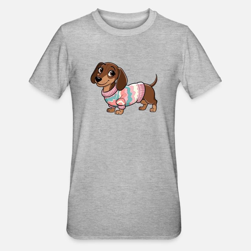 Pull douillet teckel - T-shirt polycoton Unisexe - gris chiné