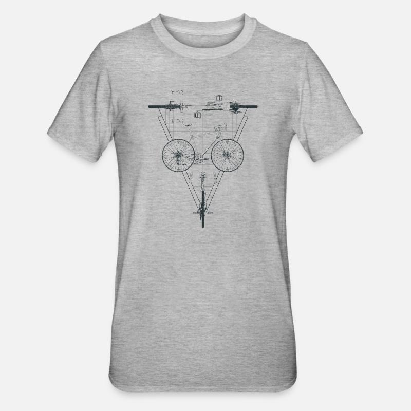 Geometric Bicycle Inside Triangle Emblem - Unisex Polycotton T-Shirt - heather grey