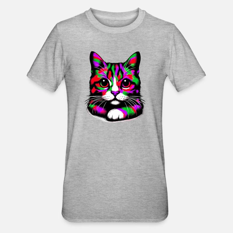 Chat - T-shirt polycoton Unisexe - gris chiné