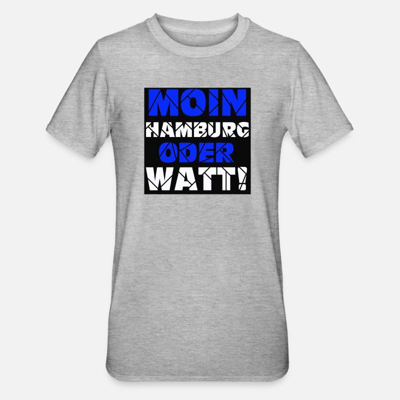 Hamburg , Moin oder watt (25) - Unisex Polycotton T-Shirt - Grau meliert