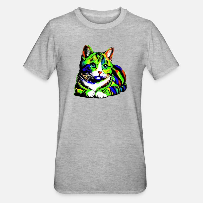 Chat - T-shirt polycoton Unisexe - gris chiné