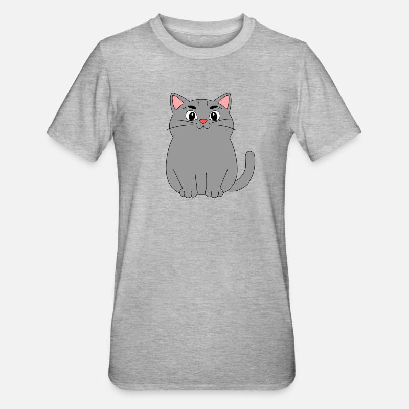 Graue Katze - Unisex Polycotton T-Shirt - Grau meliert