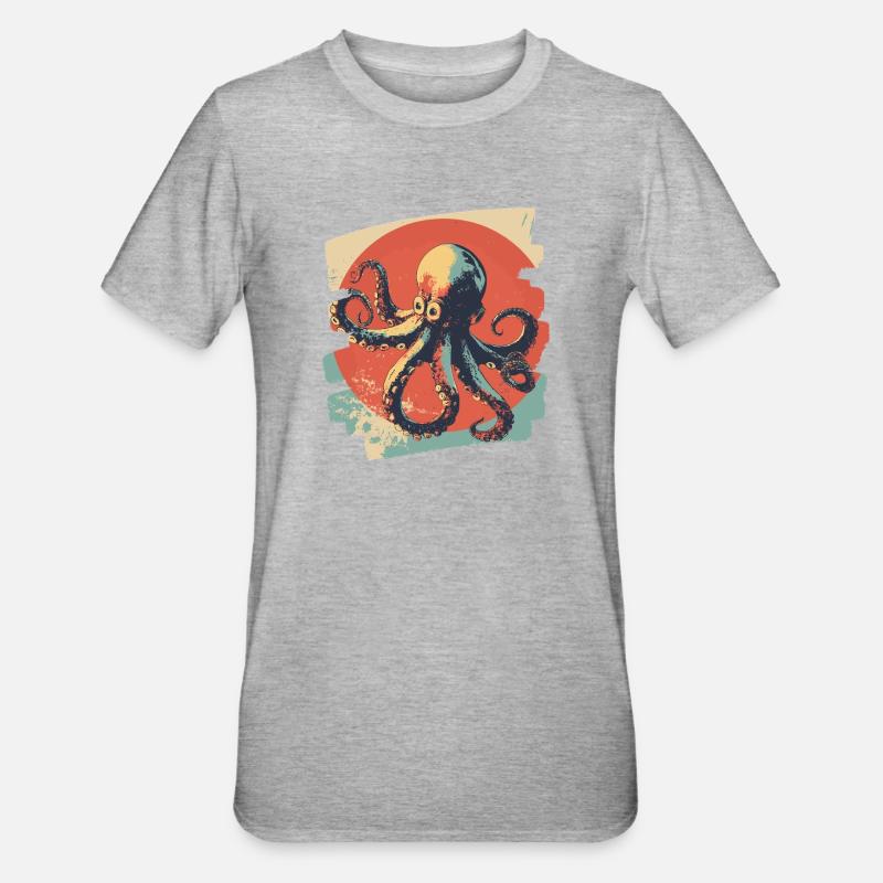 Octopus Octopus Retro - Unisex Polycotton T-Shirt - heather grey