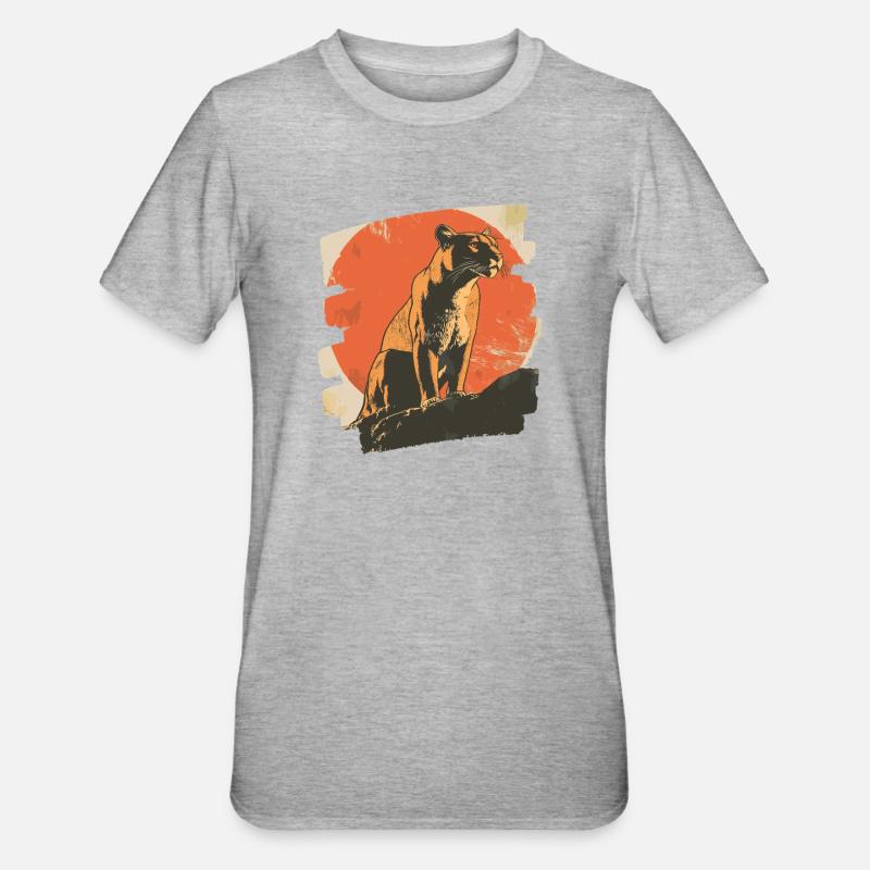 Lion from mountain Retro - Unisex Polycotton T-Shirt - heather grey