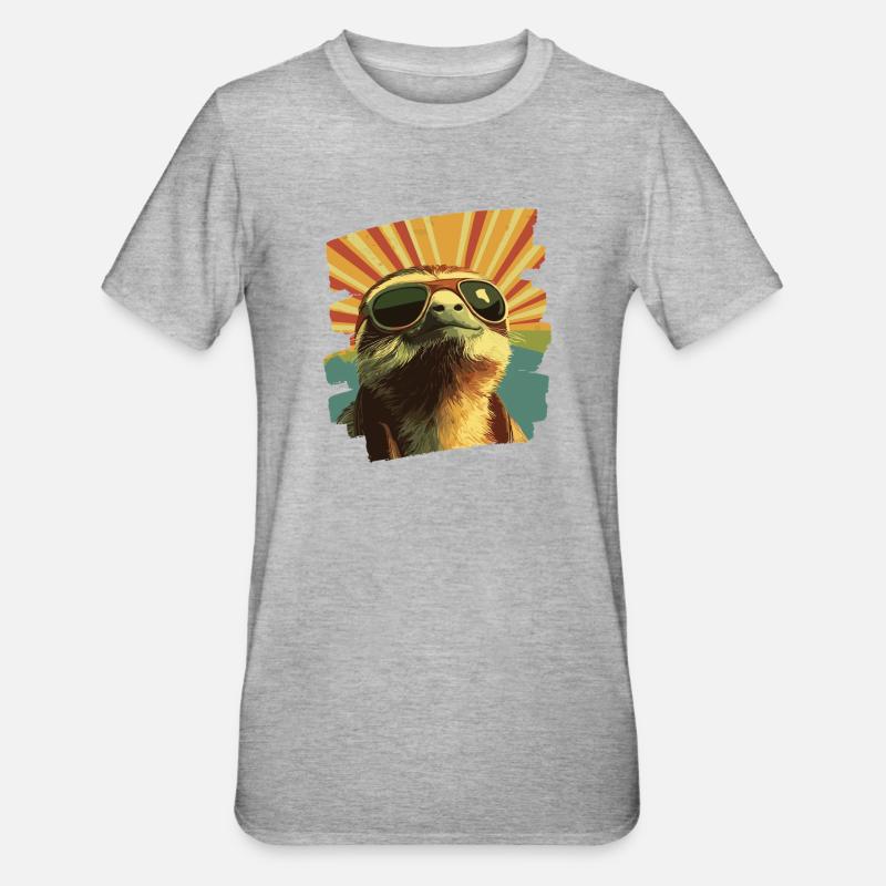Faultier Retro - Unisex Polycotton T-Shirt - Grau meliert