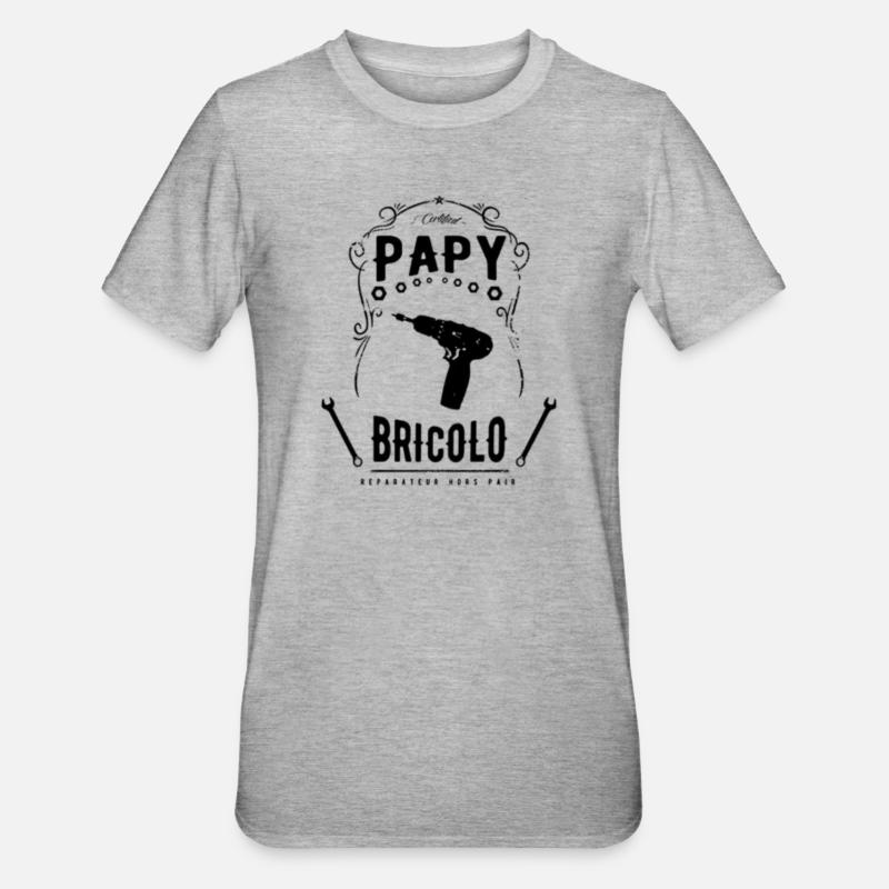 Papi bricolo - T-shirt polycoton Unisexe - gris chiné