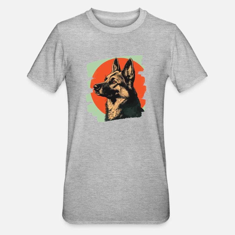 Schäferhund - Unisex Polycotton T-Shirt - Grau meliert