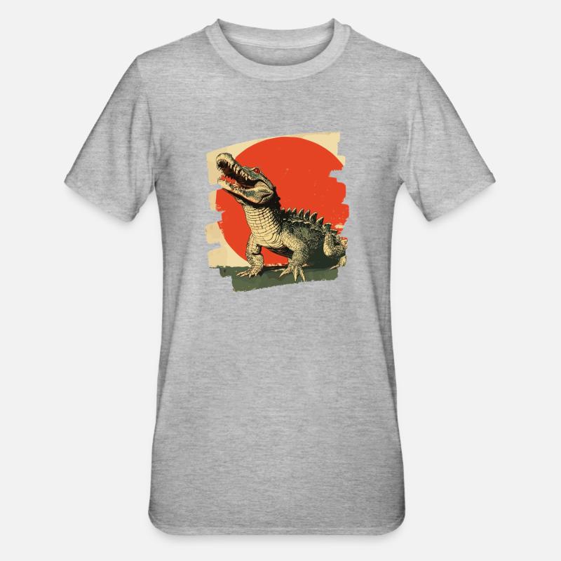 Krokodil - Unisex Polycotton T-Shirt - Grau meliert