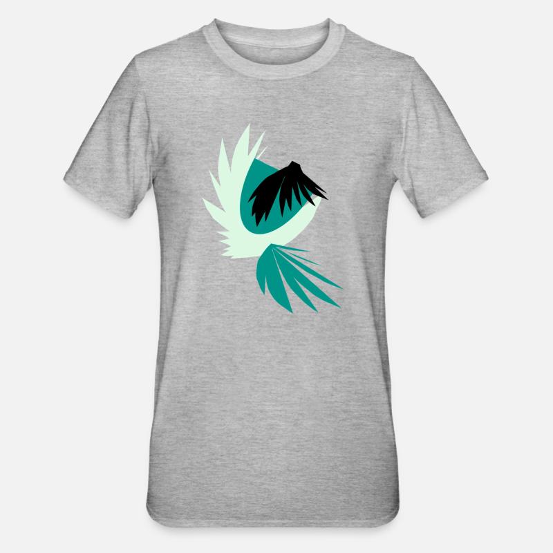 Feuilles de palmier tropical dans le vent - T-shirt polycoton Unisexe - gris chiné