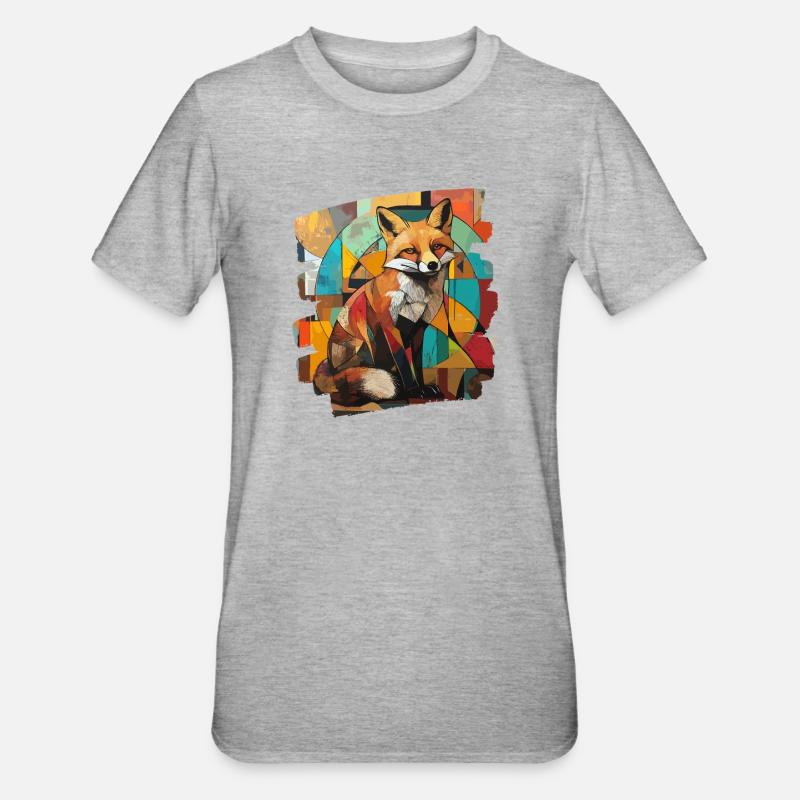 Fox - Unisex Polycotton T-Shirt - heather grey