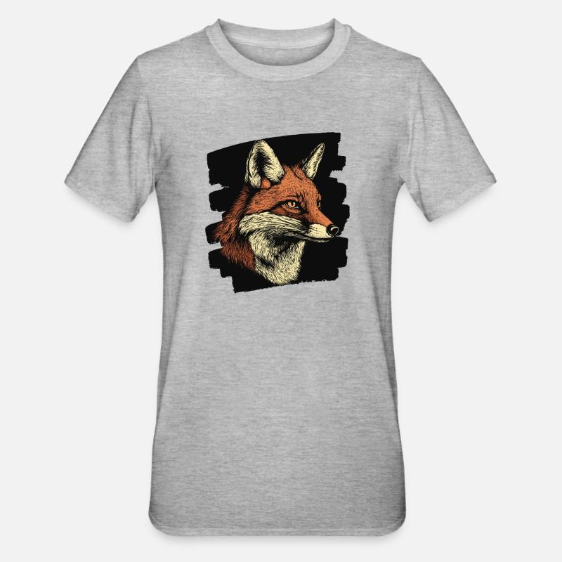 Fox - Unisex Polycotton T-Shirt - heather grey