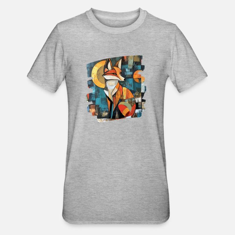 Fox - Unisex Polycotton T-Shirt - heather grey