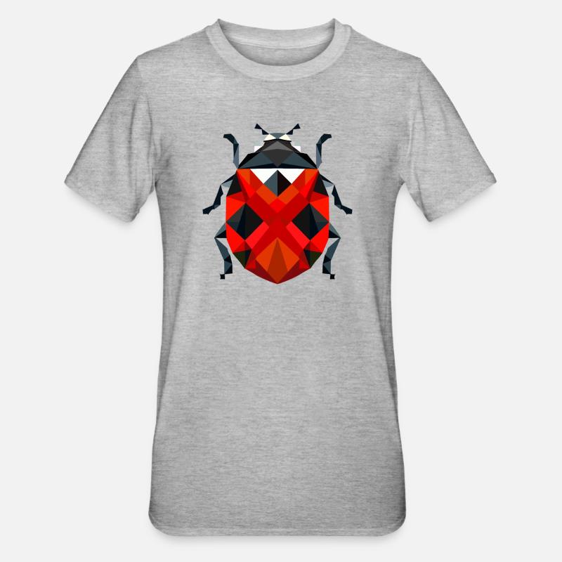Illustration de coccinelle polygonale élégante - T-shirt polycoton Unisexe - gris chiné