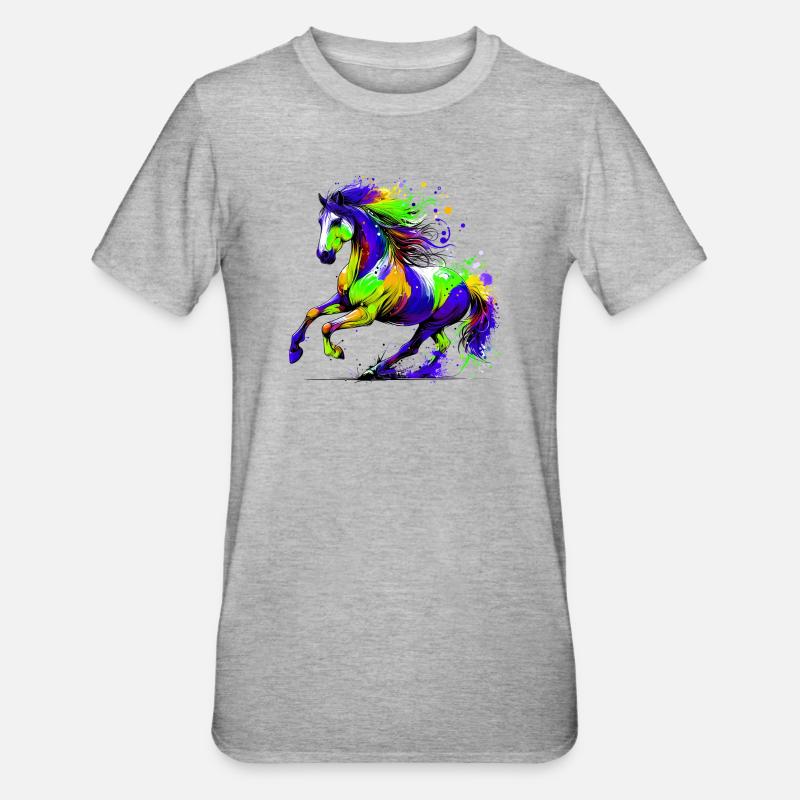 Cheval - T-shirt polycoton Unisexe - gris chiné