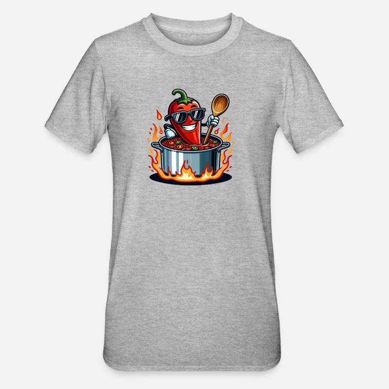 Cuisiner avec le feu - T-shirt polycoton Unisexe - gris chiné