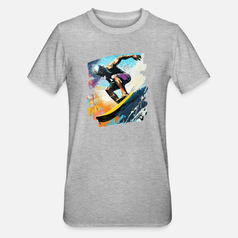 Surfeur Surf Planche de surf Surf - T-shirt polycoton Unisexe - gris chiné