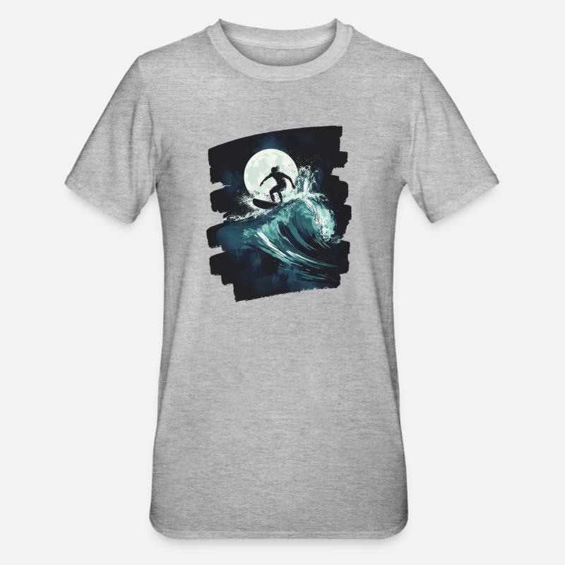 Surfeur Surf Planche de surf Surf - T-shirt polycoton Unisexe - gris chiné