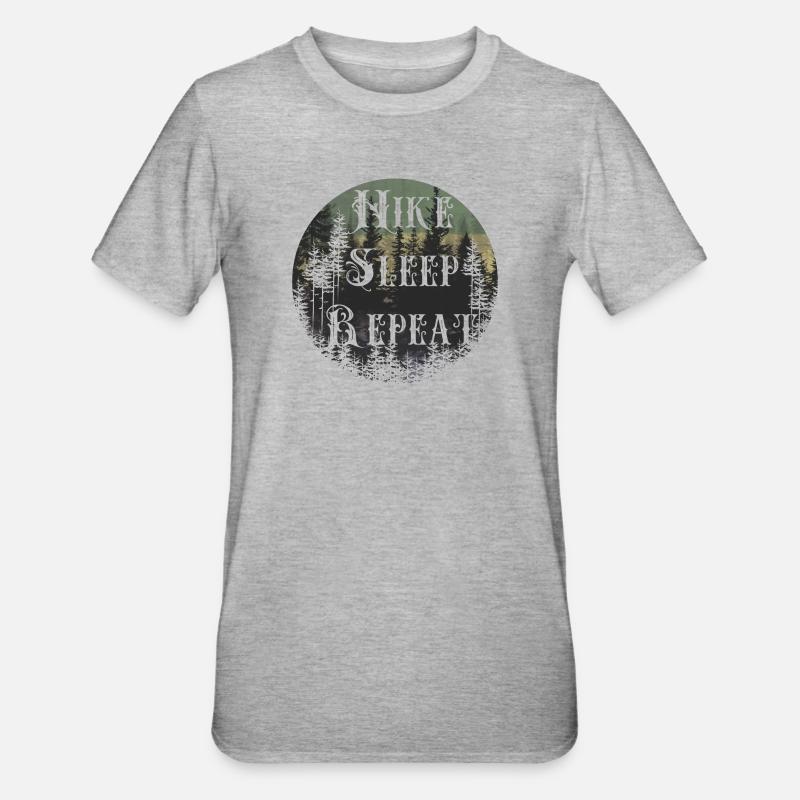 Fais répéter le sommeil – Round de la silhouette de la forêt - T-shirt polycoton Unisexe - gris chiné