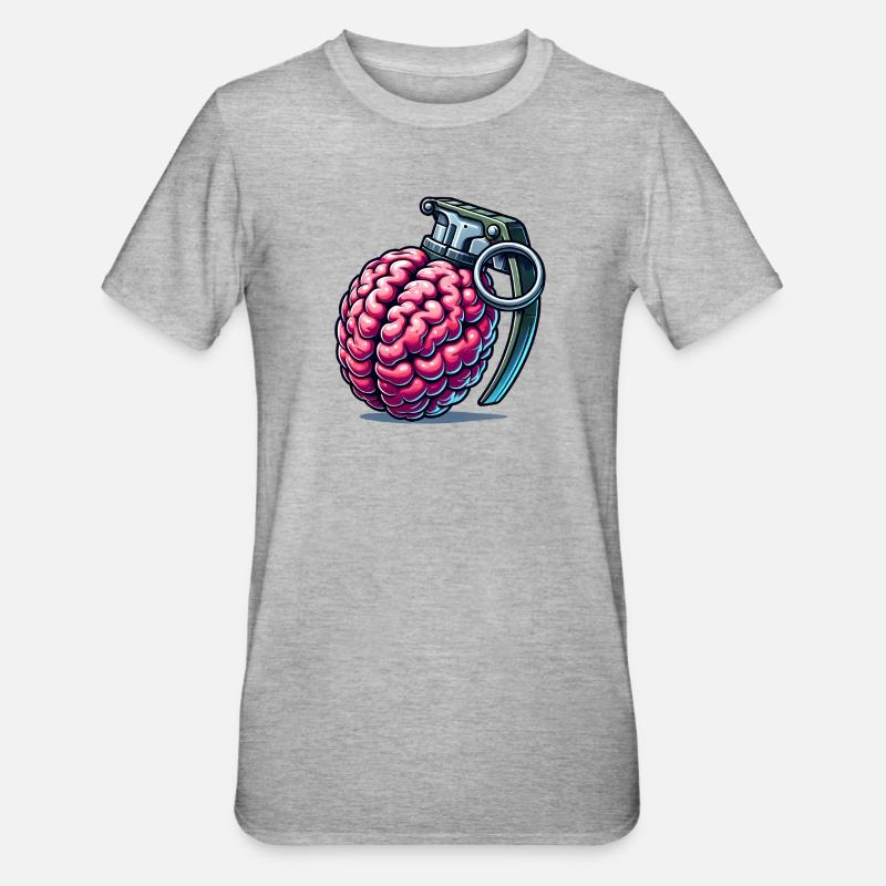 Brain Grenade – Explosive Thoughts - Unisex Polycotton T-Shirt - heather grey