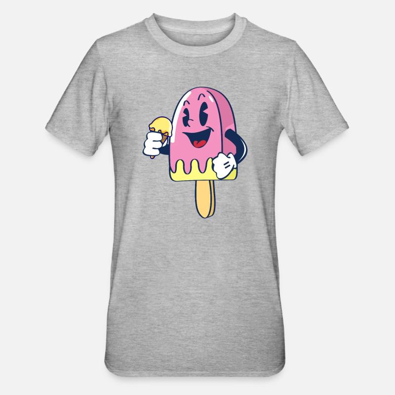 Fröhlicher Kindereis Charakter Eiscreme Eis - T-shirt polycoton Unisexe - gris chiné
