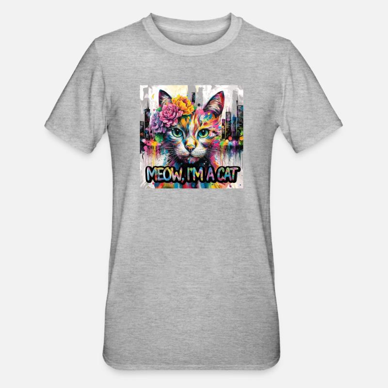 Chat astucieux Version 2 - T-shirt polycoton Unisexe - gris chiné
