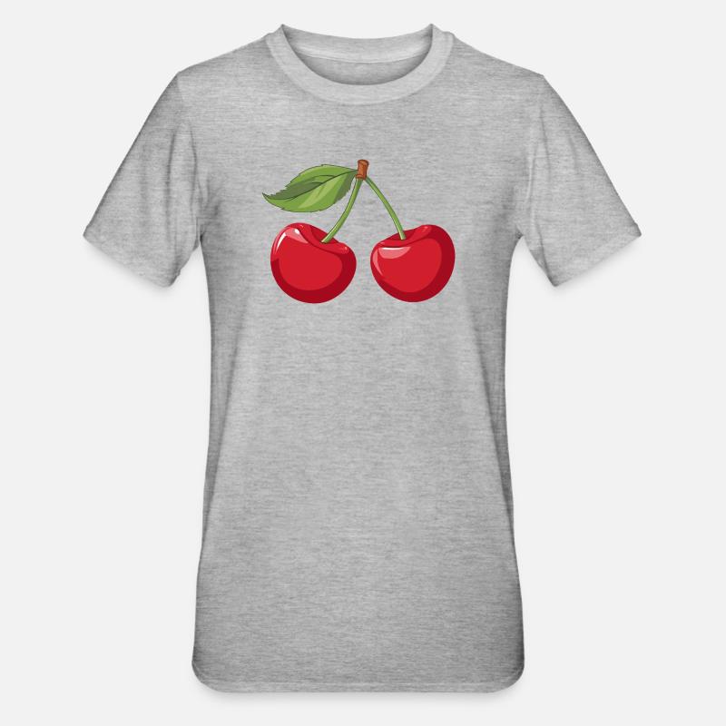 Lebendige Kirsche Illustration - Unisex Polycotton T-Shirt - Grau meliert