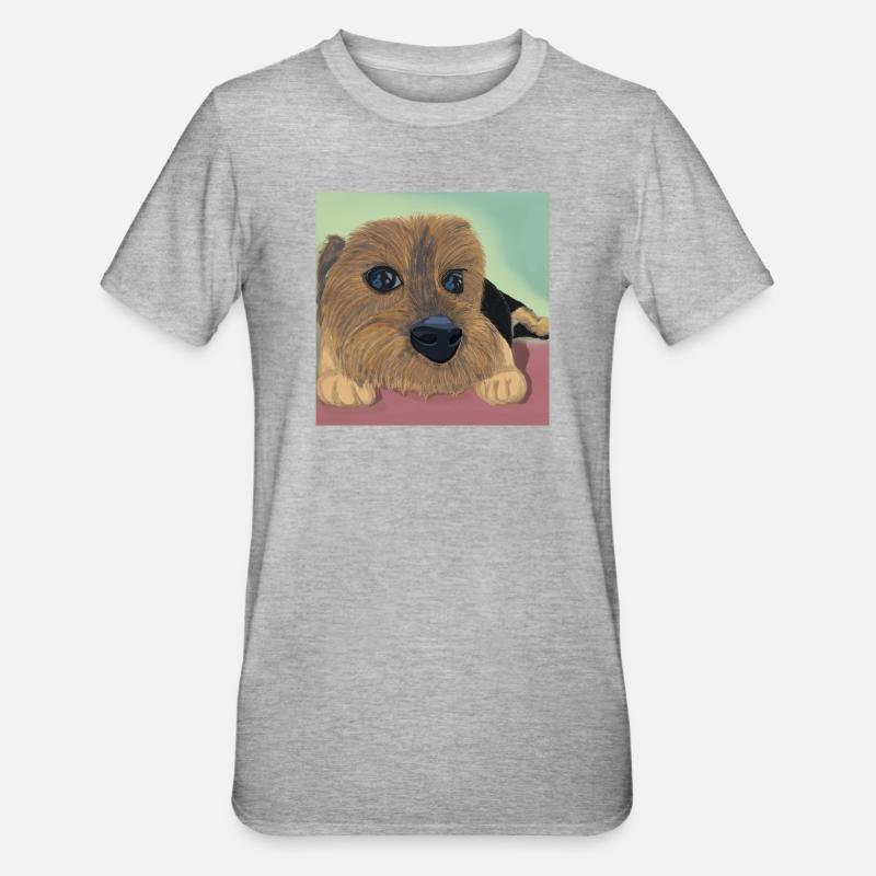 Hundeaugen oder Liebesreflex - Unisex Polycotton T-Shirt - Grau meliert