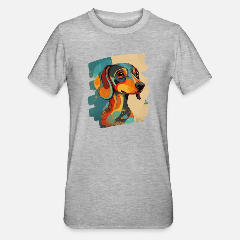 Dackel - Unisex Polycotton T-Shirt - Grau meliert