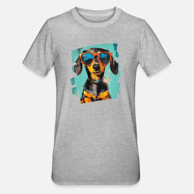 Teckel Dackel - T-shirt polycoton Unisexe - gris chiné