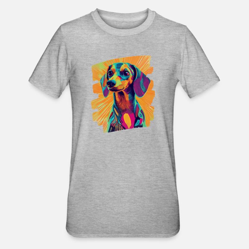 Teckel Dackel - T-shirt polycoton Unisexe - gris chiné