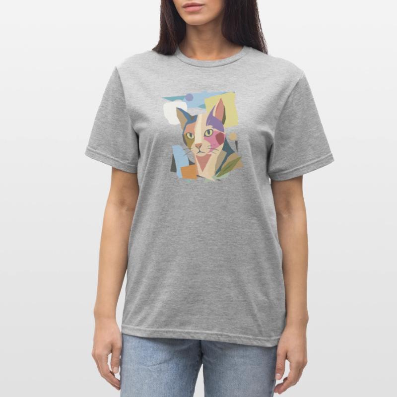 Chat abstrait dans le design moderne de bloc de couleur T-shirt polycoton Unisexe