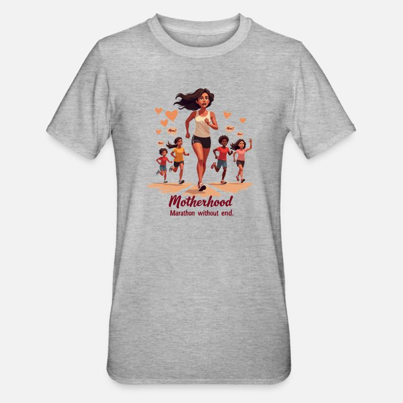 Muttersein: Marathon ohne Ende. - Unisex Polycotton T-Shirt - Grau meliert