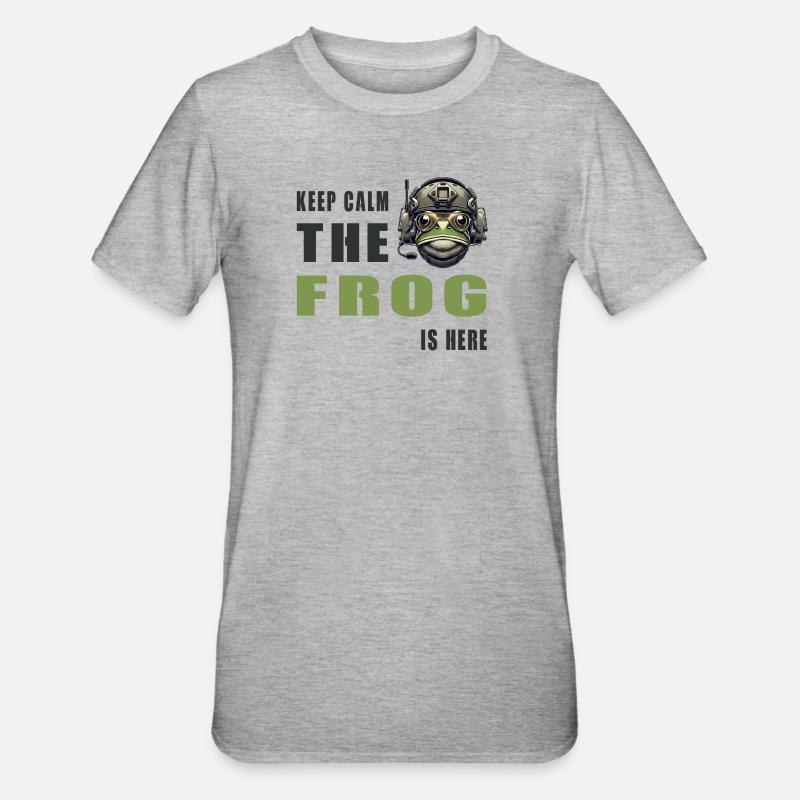Kampffrosch – Keep Calm Style - Unisex Polycotton T-Shirt - Grau meliert