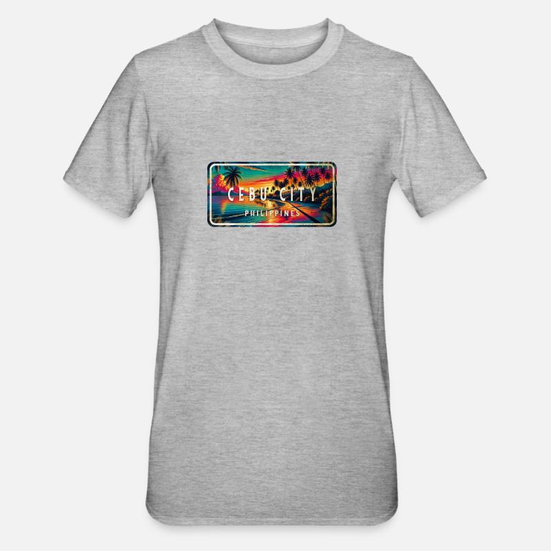 Cebu City – Tropical Retro Sign - Unisex Polycotton T-Shirt - heather grey