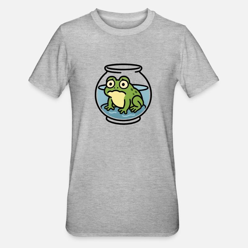 Grenouille dans un bol - T-shirt polycoton Unisexe - gris chiné