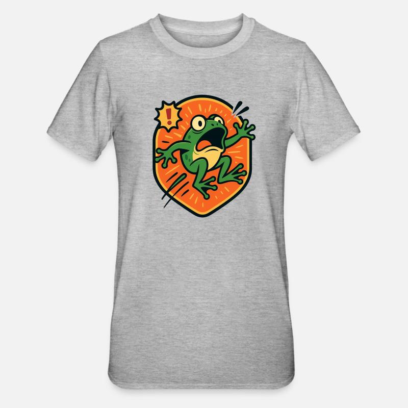 Panikfrosch-Abzeichen - Unisex Polycotton T-Shirt - Grau meliert