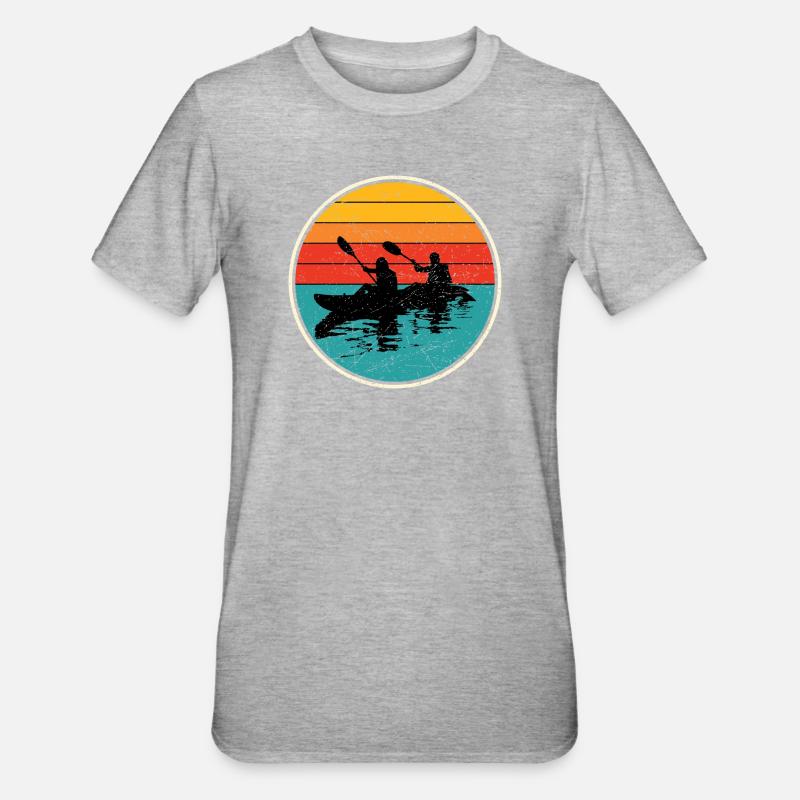 Sunset Kayak Duo Circle - Unisex Polycotton T-Shirt - heather grey