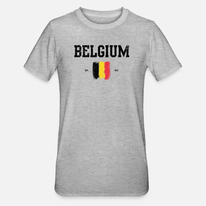Impression d’art abstraite drapeau belge - T-shirt polycoton Unisexe - gris chiné