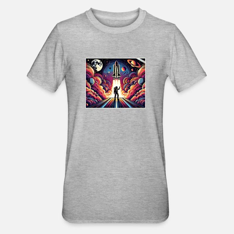 Conception de mission spatiale d’astronaute - T-shirt polycoton Unisexe - gris chiné
