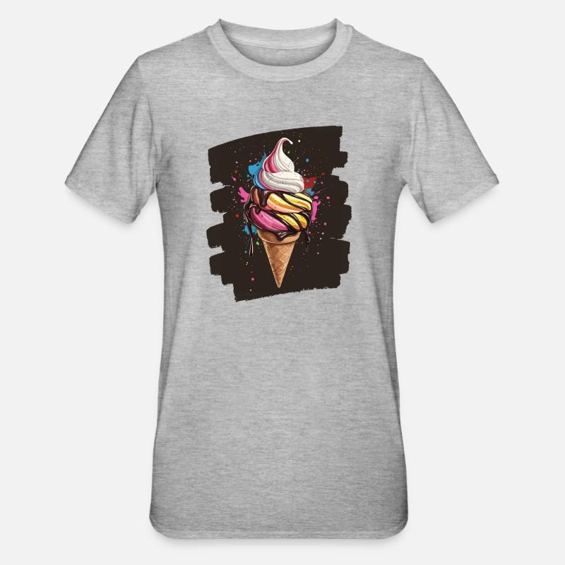 Eiscreme Eis - Unisex Polycotton T-Shirt - Grau meliert