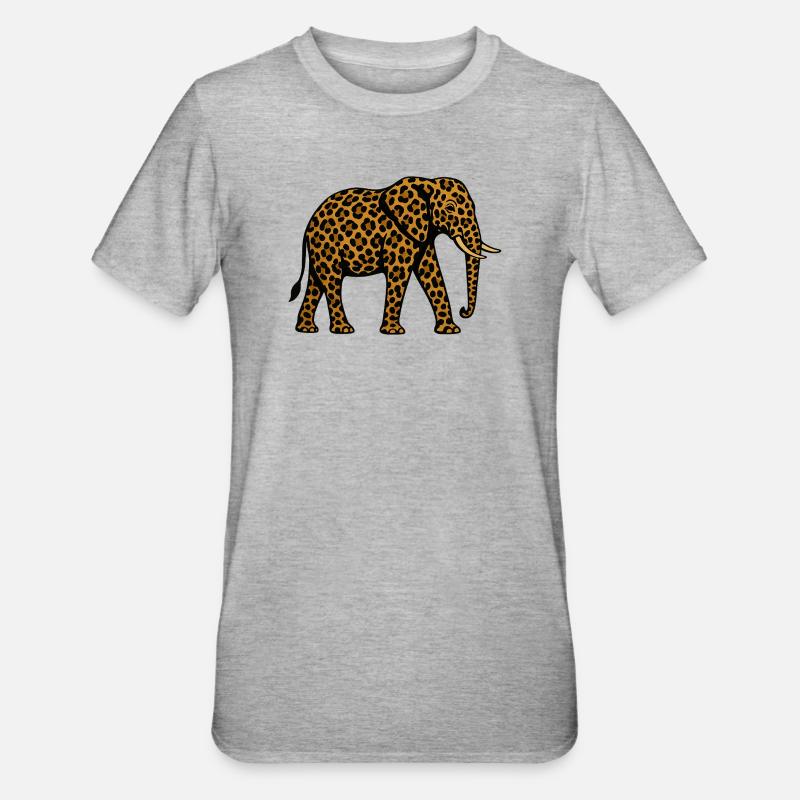 Leopard Elephant Pattern - Unisex Polycotton T-Shirt - heather grey