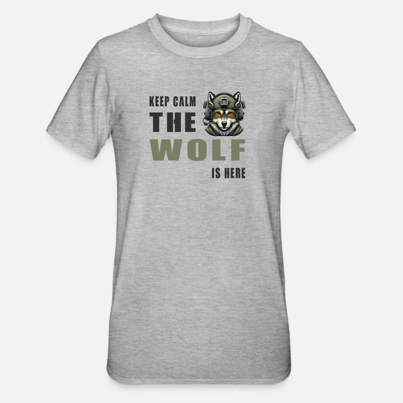 Keep Calm Wolf Is Here - Unisex Polycotton T-Shirt - heather grey