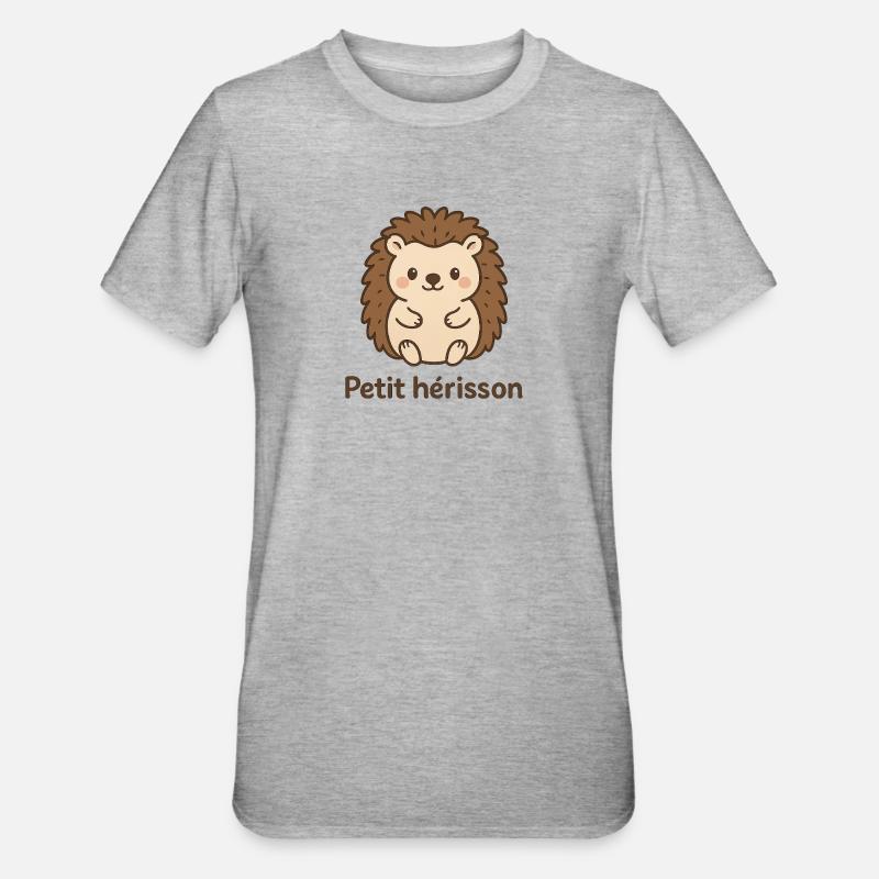 hérisson mignon "Petit hérisson" - T-shirt polycoton Unisexe - gris chiné