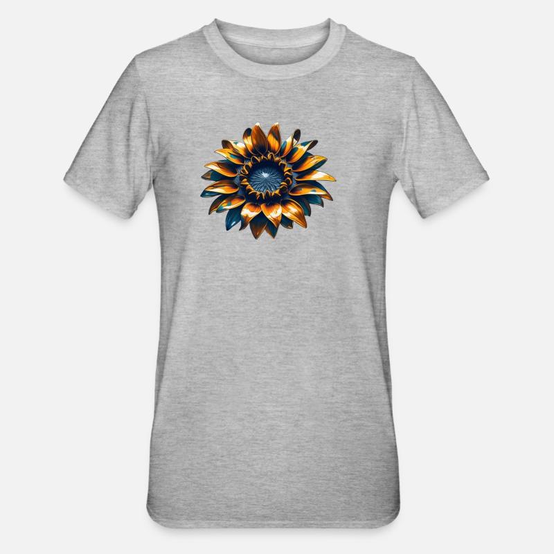 Sonnenblume mit Eisen - Unisex Polycotton T-Shirt - Grau meliert