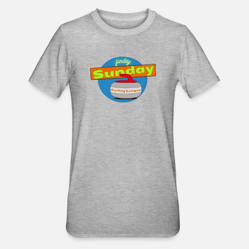 Conception de la ligue de curling Sunday Funday - T-shirt polycoton Unisexe - gris chiné