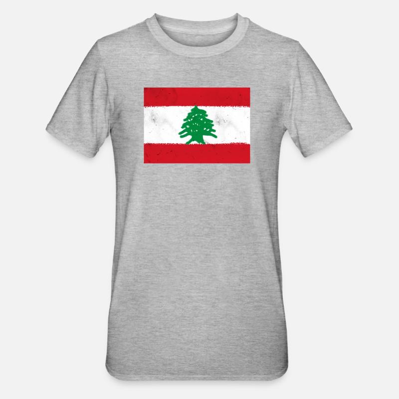 Drapeau du Liban - T-shirt polycoton Unisexe - gris chiné