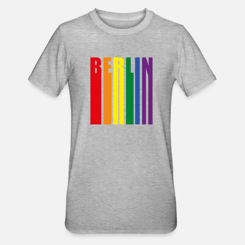Berlin Regenbogen Pride Geschenk - Unisex Polycotton T-Shirt - Grau meliert