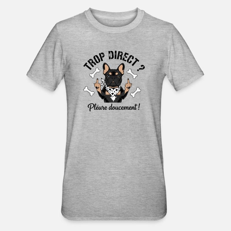 Bouledogue français cool - T-shirt polycoton Unisexe - gris chiné