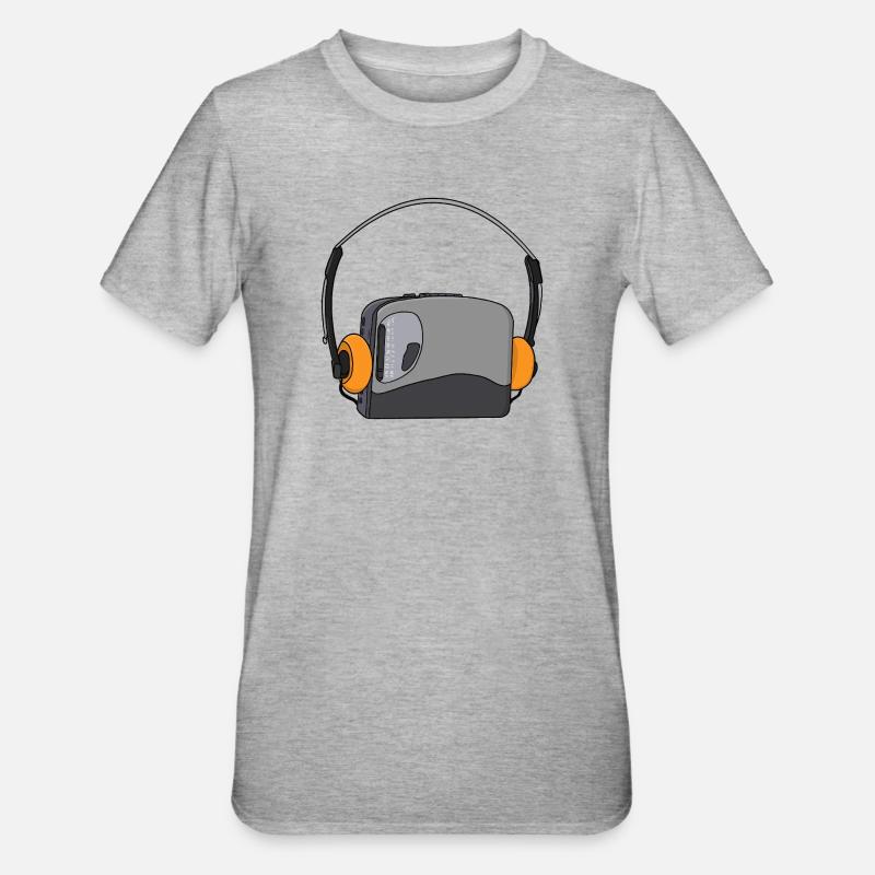 Cool Portable Cassette Audio Player - Unisex Polycotton T-Shirt - heather grey
