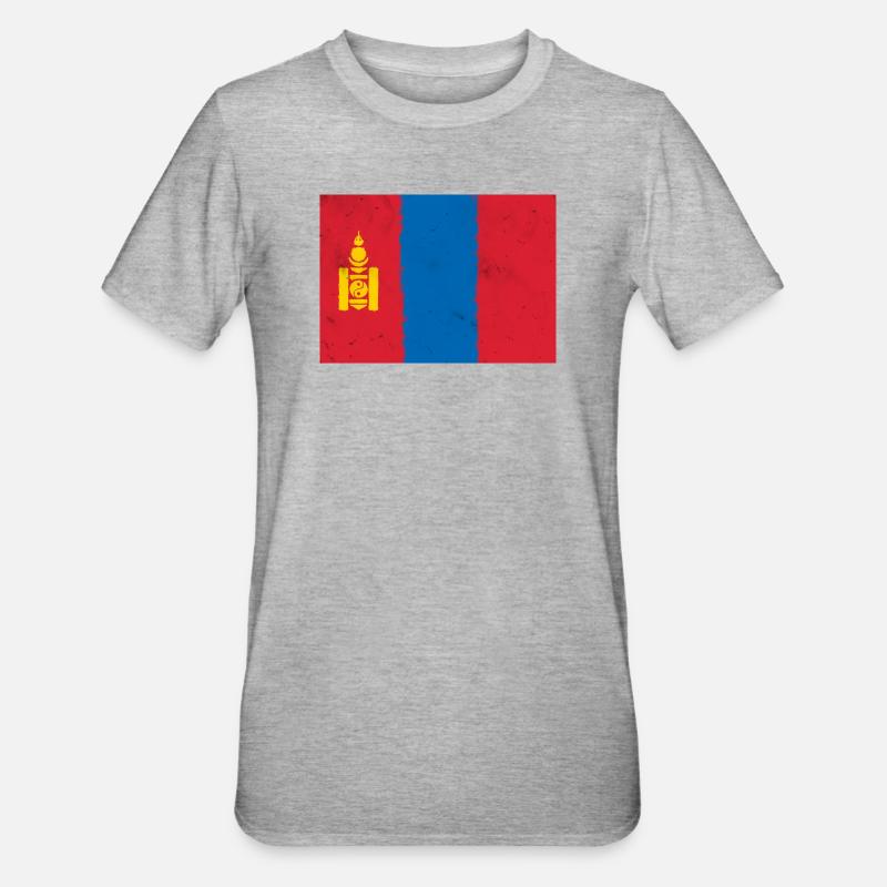 Drapeau de la Mongolie - T-shirt polycoton Unisexe - gris chiné